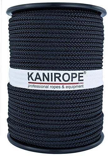 Kanirope® Polyesterseil Seil Polyester POLYBRAID 3mm 100m Schwarz 8-fach geflochten