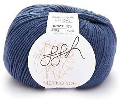 ggh Merino Soft - 100% Schurwolle (Merinowolle - Superwash) - 50g Wolle zum Stricken oder Häkeln/Farbe 128 - Ozeanblau