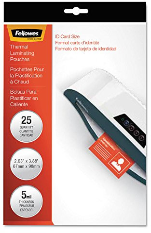 Fellowes 52007 Laminierfolien, 5 mil, 2-5/8 x 3-7/8, ID Größe, 25/Pack
