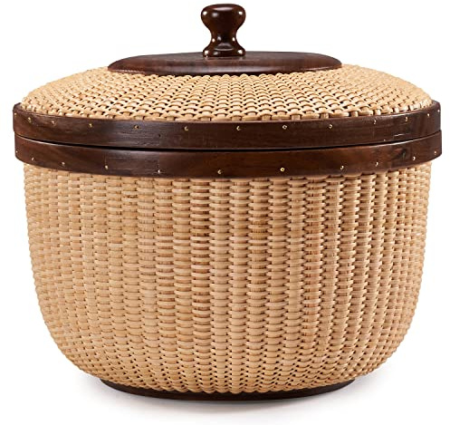 Teng Tian lidded home storage Rattan Handicrafts Casual Style Circular Basket rattan baskets for organizing sewing kits for adults