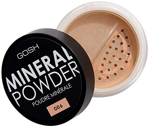 GOSH Mineral Powder, Vegan, Loose Fixation Powder with Minerals for All Skin Types, Matte & Long-Lasting for a Flawless Complexion, No Mask Effect, Medium to High Coverage, 006 Honey