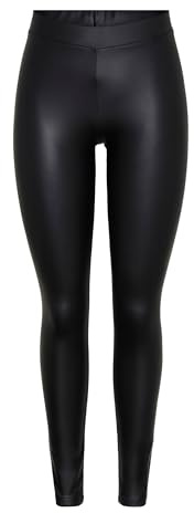 PIECES Women's PCNEW SHINY FLEECE LEGGINGS NOOS Leggings, Black, 36 (Manufacturer size: S/M)