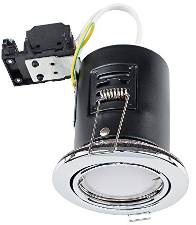 MiniSun | Pack of 6 Fire Rated Polished Chrome Tiltable GU10 Recessed Ceiling Downlights - Complete with 5w LED Bulbs [6500K Cool White] | Downlights & Home Improvements Essential | Mains Wired