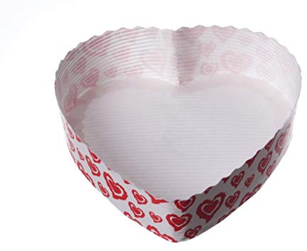 Pro DP 300 Einwegbackformen Herzbackformen Papierbackformen Einmal Backform Herz weiß mit Herzmotiv Herzform 13x3,5cm - Inkl. Verpackungslizenz in D.