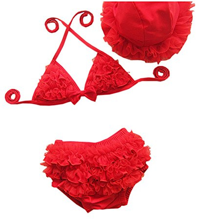 DELEY baby liten flicka badmode 3pcs bikini set krås spets simning kostymer baddräkter
