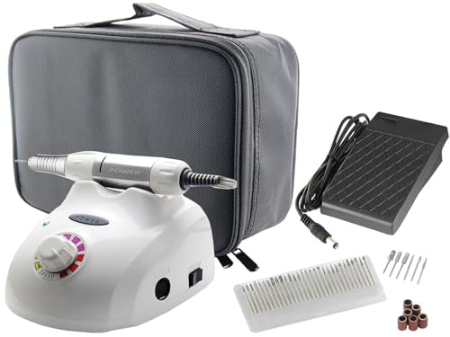 Profi Hornhaut Fußpflegegerät Nagelfräser Elektrischer Hornhautschleifer | Schleifgerät Pediküre mit 2 Fräser Sets inkl. Aufbewahrungstasche