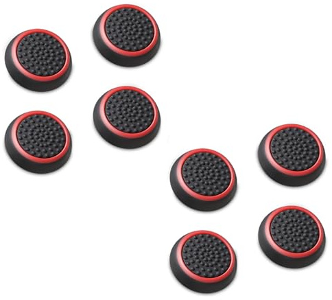 Fosmon (8 Pack Silicone Thumb Grip Controller Analog Stick Joystick Kappen (Rot/Schwarz)