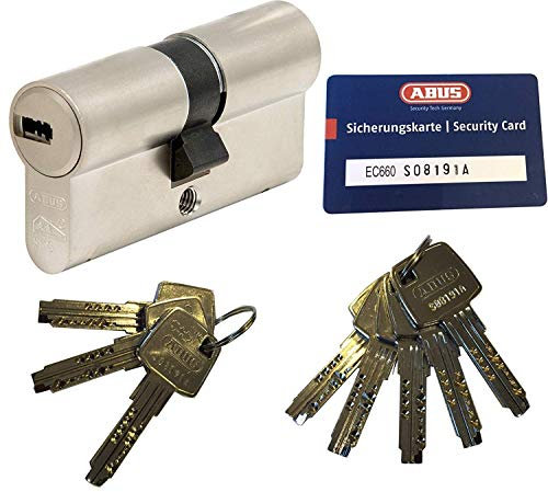 ABUS EC660 Profil-Doppelzylinder Länge (a/b) 28/34mm (c=62mm) mit 8 Schlüssel, mit Sicherungskarte …