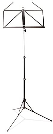 K&M 101 Notenpult Schwarz – Ausziehbarer Notenständer 650 - 1.225 mm - klappbare Notenablage, faltbares Metall-Stativ