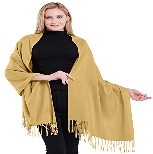 CJ Apparel Crema Oscura 100% Cachemira Chales Hecho a Mano de Nepal Chal Bufanda Envolver Pashmina NUEVO