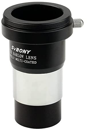 Svbony Barlowlinsen 2X, 1,25 Zoll Barlow mit M42 Gewinde für T Adapter, FMC Metall Barlow Okular für Teleskop DSLR Fotografie