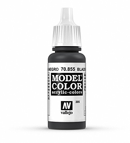 Vallejo Model Color Acrylfarbe Schwarz (Black Glaze) Matt, 18 ml. Autonivellierend und BSL-System für Modellbau und Figuren.