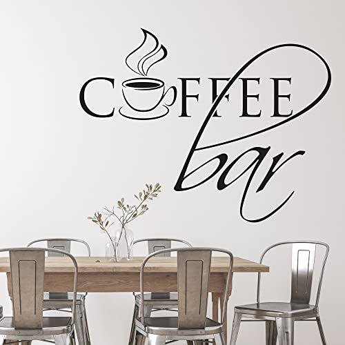 GRAZDesign Wandtattoo Kaffee Coffee Bar mit Tasse | Wandaufkleber Küche selbstklebend - 65x50cm / 010 weiss