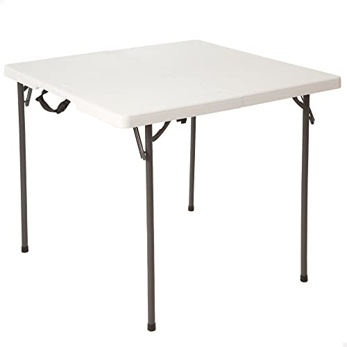 LIFETIME 92103 Mesa Plegable portátil Cuadrada Mesa Plegable Camping, 86x86x73,5cm Peso 8Kg, Duradera, Resistente y Ligera Capacidad 4 Personas Incorpora asa para fácil Transporte
