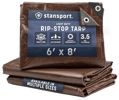 StanSport Leichte Ripstop-Plane, 1,8 x 2,4 m, Braun Campingplane, Mehrfarbig, Einheitsgröße