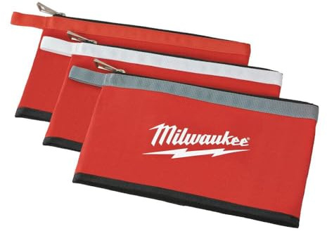 Milwaukee 48228193 Colour Zippered Pouch - Red/Black (Pack of 3)