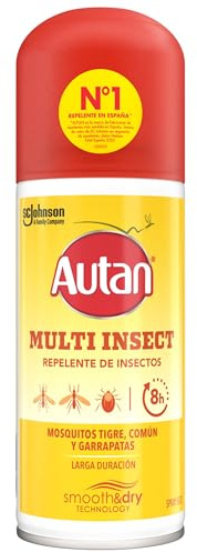 Autan Multi Insectos en Spray Seco Repelente Mosquitos, Proteccion contra Mosquitos Común, Tigre, Garrapatas y Tábanos, Hasta 8h de Protección, Dermatológicamente Probado, 1x100 ml