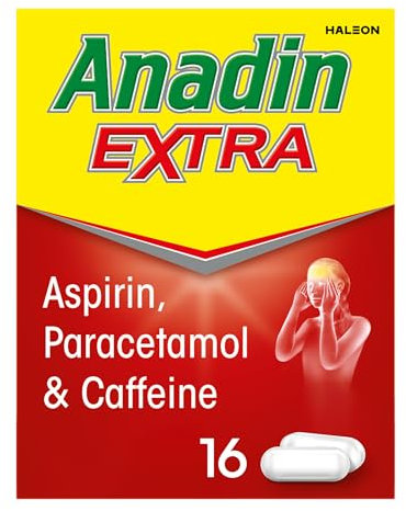 Anadin Painkiller Caplets Extra x16 tablets - Aspirin, Paracetamol, Caffeine
