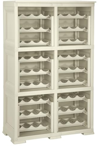 Tontarelli 6 Estantería de Almacenamiento Modular con Estante para 72 Botellas, Polipropileno, Gris Angora, 79x42.5x125 cm