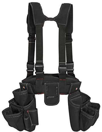 Dickies 4-teiliges Schreiner-Rig, gepolsterte Werkzeuggürtel-Hosenträger, kühlendes Netz, Werkzeuggürtel, Stahlschnalle, Schwarz