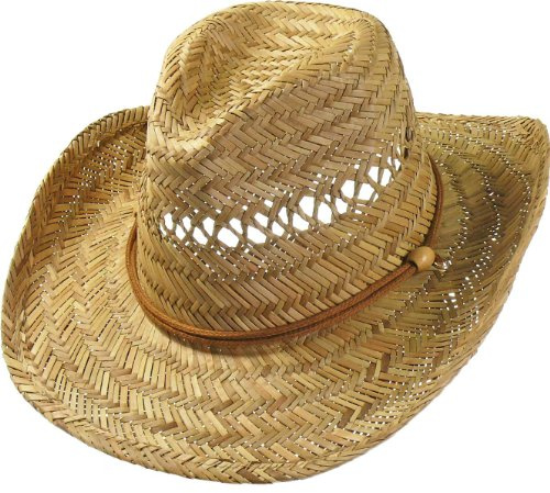 Harrys-Collection Texashut Strohhut Cowboyhut mit Kinnriemen, M | formbare Krempe, bequemes Schweißband für perfekten Sitz, Sonnenschutz beim Westernreiten, ideales Sommer Accessoire