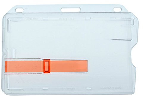 Kartenhülle Kartenhalter Ausweishalter Namensschild für 1 Karte aus Hartplastik HORIZONTAL ROTER AUSSCHIEBER