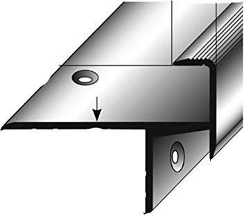 3 Meter (3 x 1 m) Laminat-Parkett-Treppenkante/Winkelprofil, Einfasshöhe 13,3 mm, 33 mm breit, Alu eloxiert, gebohrt