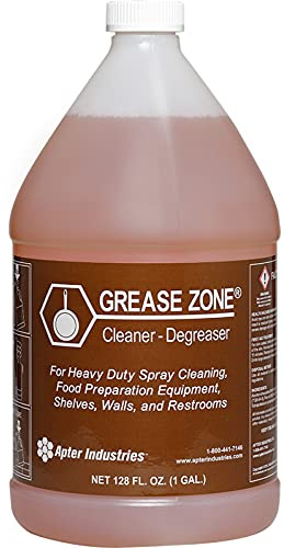 Apter Industries Grease Zone Food Safe Degreaser & All-Purpose Cleaner – Concentrated Restaurant Cleaning Degreaser for Fryer Boil Out & Kitchen Surfaces, 1 Gallon