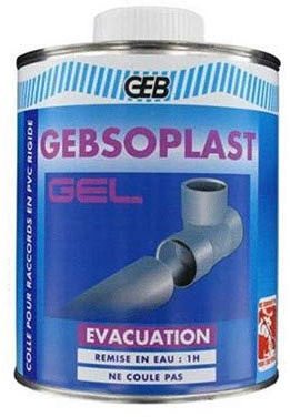 GEB Colle GEBSOPLAST Gel pression & évacuation pour l'assemblage d'éléments de canalisation en PVC-U rigide. Prise rapide - Pot 1L