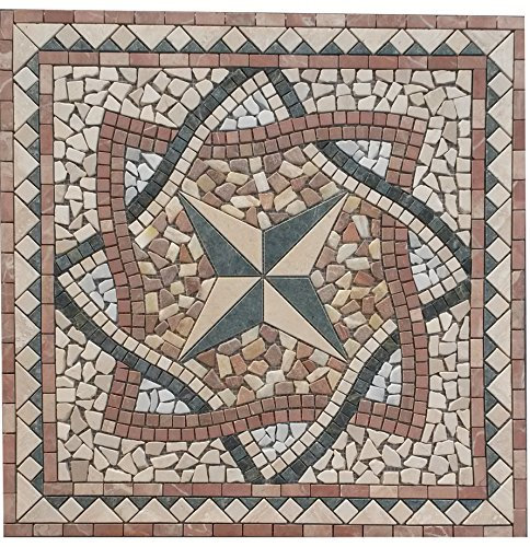 Estile Mosaico Marmor Rosone 66x66 Sonne Mosaik Einleger Naturstein Roja Alicante Fliesen 038