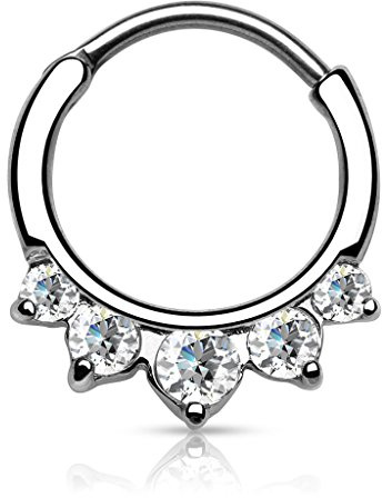 Autiga Nasenpiercing Septum Ring Clicker Nasenring Klapp Piercing Nase Zirkonia Kristall Chirurgenstahl