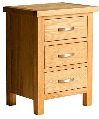 RoselandFurniture London Oak 3 Drawer Bedside Table | Fully Assembled