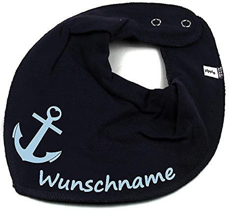 HALSTUCH mit Namen oder Text personalisiert für Baby oder Kind aus Baumwolle in Einheitsgröße Anker