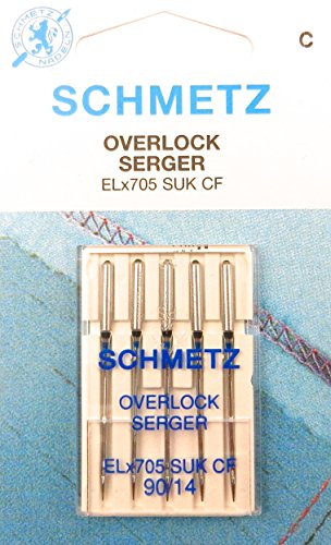5 Schmetz Nähmaschinen Nadeln für Overlock Maschinen ELx705 SUK CF Stärke 90/14