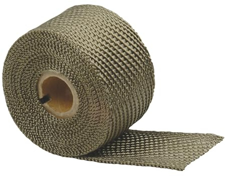Designtechnik Titan-Auspuff-Hitzeschutzband mit Lavastein-Technologie – 5,1 cm x 6,5 m – Wärmewickel für Auspuffrohre, biegsames Auspuffband, widersteht direkter Hitze von 982 °C und periodischer