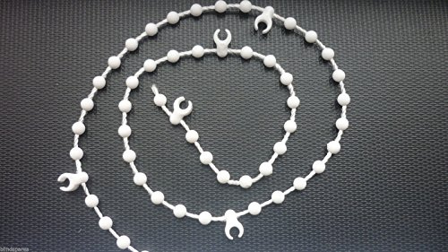 Replacement 89mm (3.5) Vertical Blind White Beaded Bottom Chain, 50 clips
