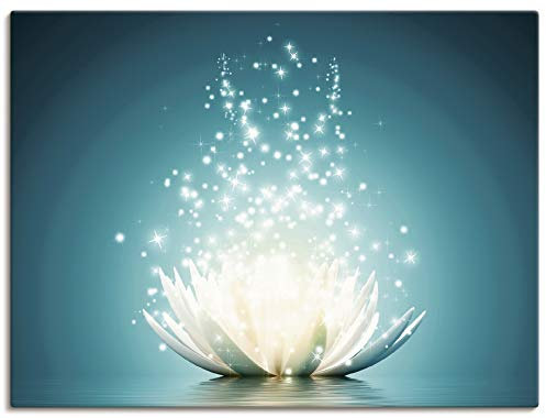 ARTLAND Wanddeko Leinwand Bilder Wandbild Lotusblume Blumen Botanik Blüten Natur Glitzer Seerose Modern Kunst T9NM