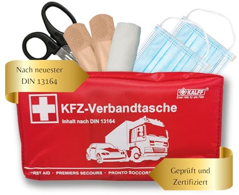 KALFF 7151 KFZ-Verbandtasche DIN Standard DIN 13164 mit Erste-Hilfe Broschüre
