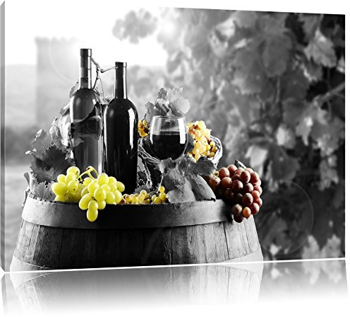 Pixxprint gemischte Auslese an Weintrauben B&W, Größe: 80x60cm, Leinwandbild, fertig gespannt, Wandbild, Dekoration, Kunstdruck, kein Poster