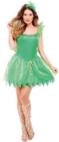 Smiffys, Damen Waldfee Kostüm, Kleid, Haarschmuck und Flügel, Größe: M, 22154
