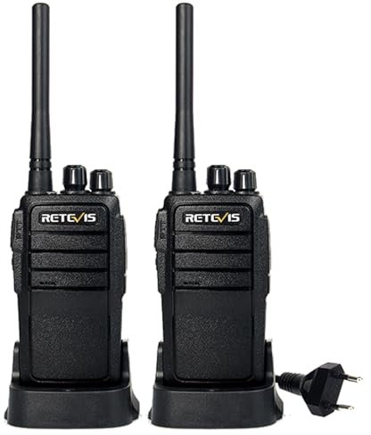 Retevis RT21 Walkie Talkie mit Großer Reichweite, Wiederaufladbares Amateurfunkgerät für Erwachsene, Professionelles Tragbares Funkgerät für Camping, Jagd (Schwarz, 2 Stück)