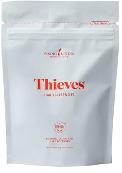 Young Living Thieves Hard Lozenges, 30 ct | Sugar-Free Relief for Dry Mouth & Sore Throat | Clove, Lemon, Peppermint Essential Oils | Gentle on Stomach