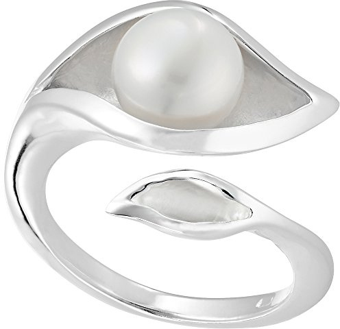 Vinani Damen Ring aus 925 Sterling Silber – Verschlungene Knospe mit Naturperle,nickelfrei & antiallergisch, handgefertigt, Silberschmuck, Geschenk für Frauen