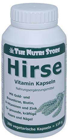 Hirse Vitamin vegetarische Kapseln 200 Stk. - mit Gold- und Braunhirse, Biotin, B-Vitaminen und Zink für gesunde, kräftige Haare und Nägel