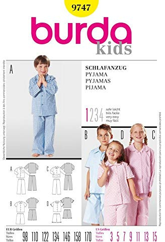 Burda Schnittmuster 9747 Pyjama Gr. 98-170