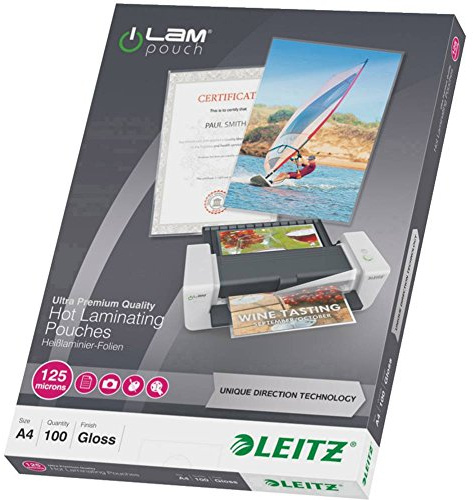 Leitz iLAM UDT Kunststoffhüllen, 100 Stück – Kunststoffhüllen (transparent, EVA (Ethylen-Vinylazetat), Polyethylenterephthalat (PET), glänzend, A4, 222 mm, 309 mm)