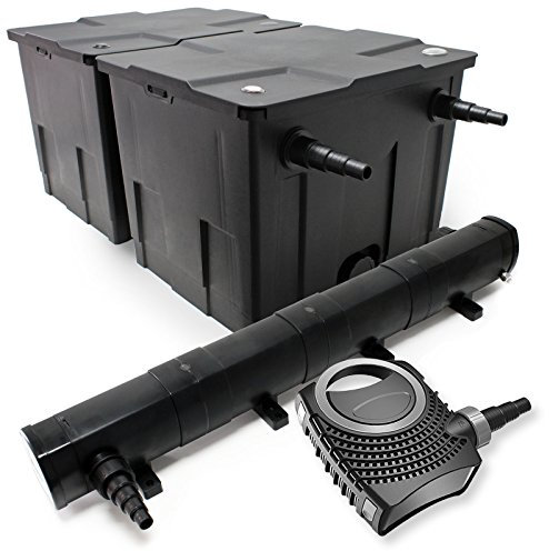 Wiltec Kit complet: CBF-350B Filtre de bassin jusqu'à 60000 L Biologique, NEO10000 SuperECO pompe de filtration 10000l/h 80W, CUV-272 lampe uv UVC Clarificateur avec 72W