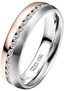 DOOSTI Partnerring/Trauring Bicolor Chirurgischer Edelstahl 316L - inkl. Gratis Gravur