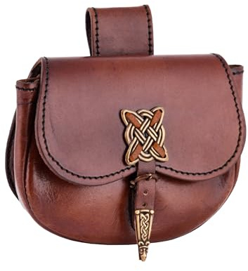 Battle-Merchant Gürteltasche Leder Tasche mit keltischen Zierbeschlägen