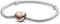 PANDORA Moments Women's 14k Rose Gold-Plated and Sterling Silver Heart Clasp Snake Chain Bracelet for Charms, Size 17, No Box